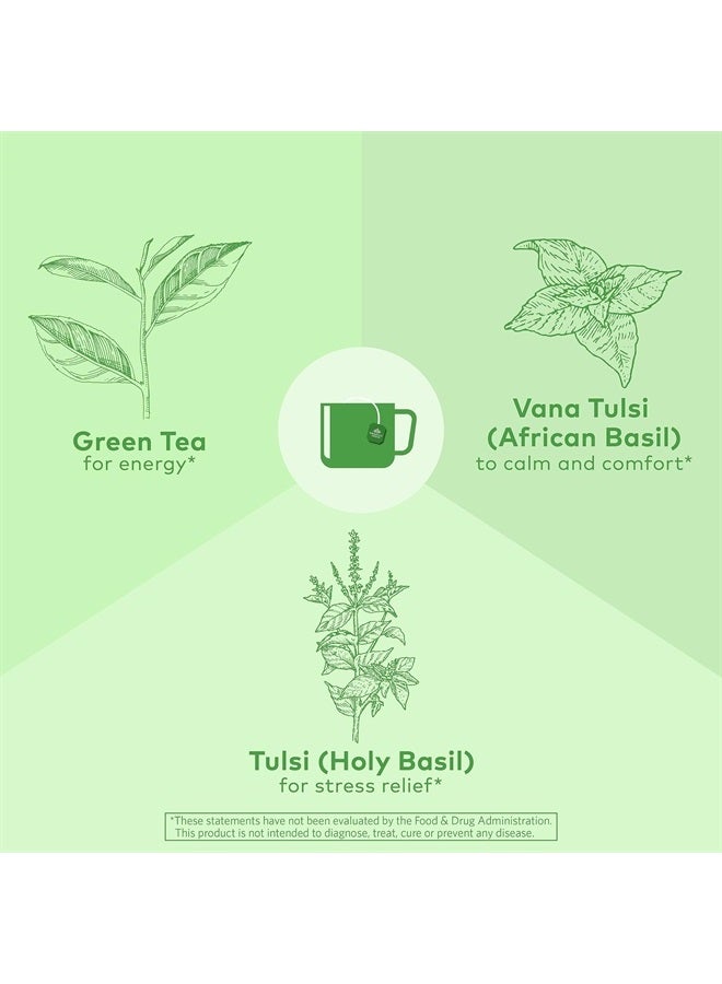 Organic India Tulsi Green Herbal Tea - Holy Basil, Vegan, USDA Certified Organic, Premium Darjeeling Green Tea, Caffeinated - 18 Infusion Bags, 3 Pack