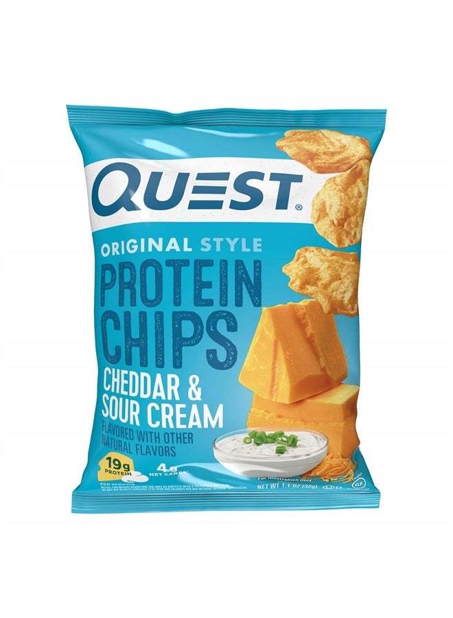 Protein Chips, Cheddar & Sour Cream, High Protein, Low Carb, 1.1 Ounce (Pack of 12)