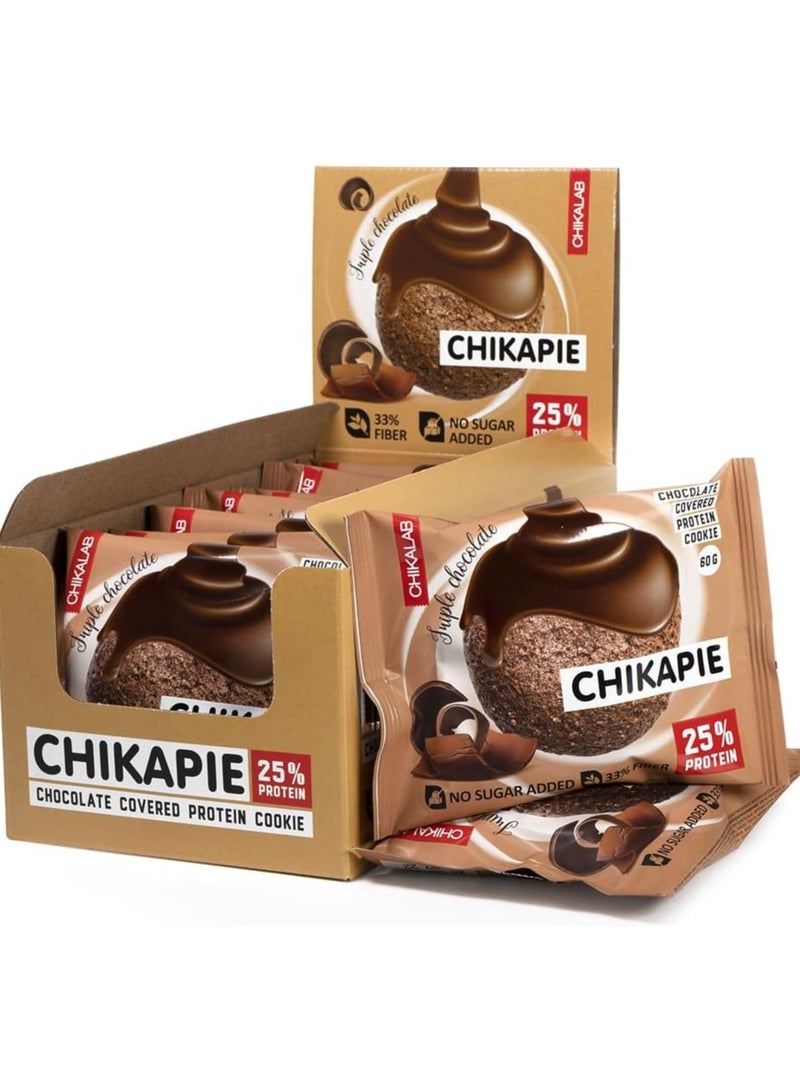 Chikalab Chikapie Protein Chocolate Cookie Triple Chocolate Flavor Pack of 9
