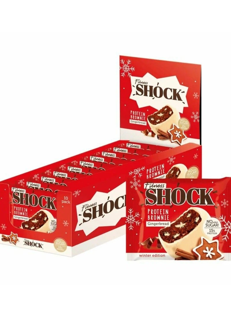 Fitness Shock Protein Brownie Gingerbread Flavor Pack of 10