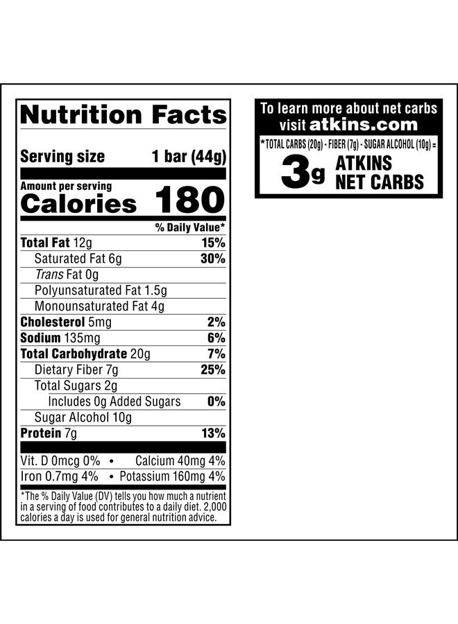 Caramel Chocolate Nut Roll Snack Bar, Protein Snack, High in Fiber, 2g Sugar, 16 Count