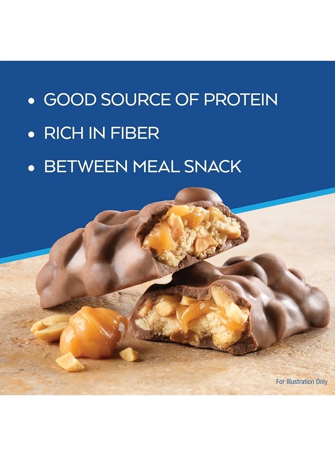 Caramel Chocolate Nut Roll Snack Bar, Protein Snack, High in Fiber, 2g Sugar, 16 Count