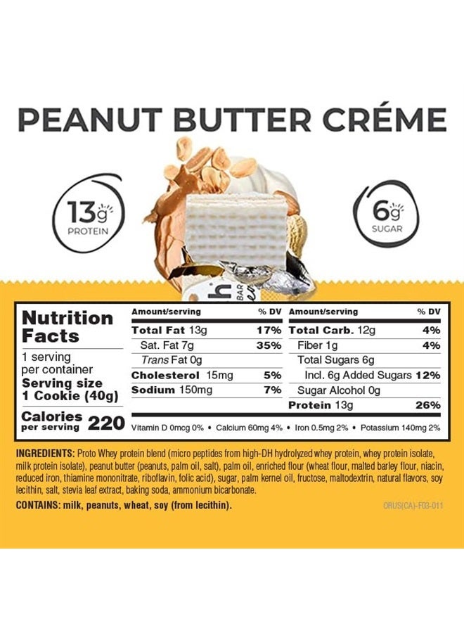 Protein Wafer Bars, High Protein Snacks with Delicious Taste, Peanut Butter Crème, 1.4 Ounce (12 Count)