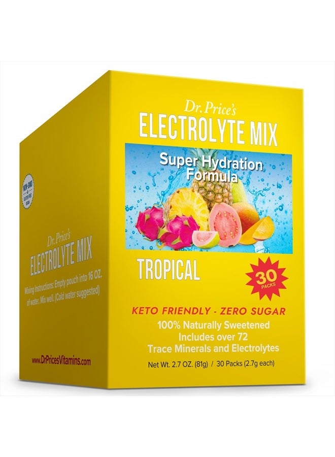 Electrolytes Powder Packets - Electrolytes No Sugar - Hydration Packets - Electrolyte Mix - Keto Electrolytes - (30 Packets) Fasting Electrolytes - Water Enhancer, No Tablets, Sports Drink - Tropical