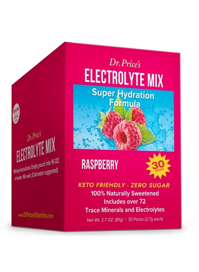 Electrolytes Powder Packets - Electrolytes No Sugar - Hydration Packets - Electrolyte Mix - Keto Electrolytes - (30 Packets) Fasting Electrolytes - Water Enhancer, No Tablets, Sports Drink - Raspberry