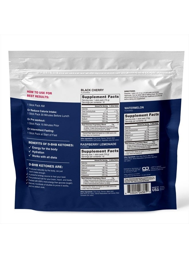 BHB Exogenous Ketones Drink Mix Packets Keto Electrolytes Powder Packets No Sugar with 4 Main Fasting Electrolytes Plus Hydrating Patented Keto BHB - 30 Count Variety Pack