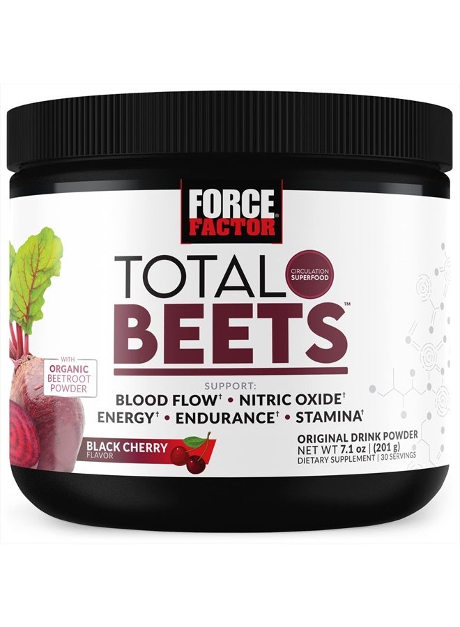 FORCE FACTOR Total Beets Superfood Beet Root Powder with Nitrates to Support Circulation, Blood Flow, Nitric Oxide, Energy, Endurance, and Stamina, Cardiovascular Heart Health Supplement, 30 Servings