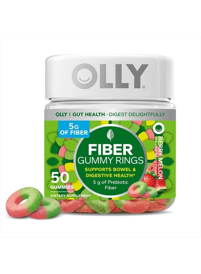 Fiber Gummy Rings, 5g Prebiotic Fiber, FOS (Fructo-oligosaccharides), Digestive Support, Berry Melon 50ct