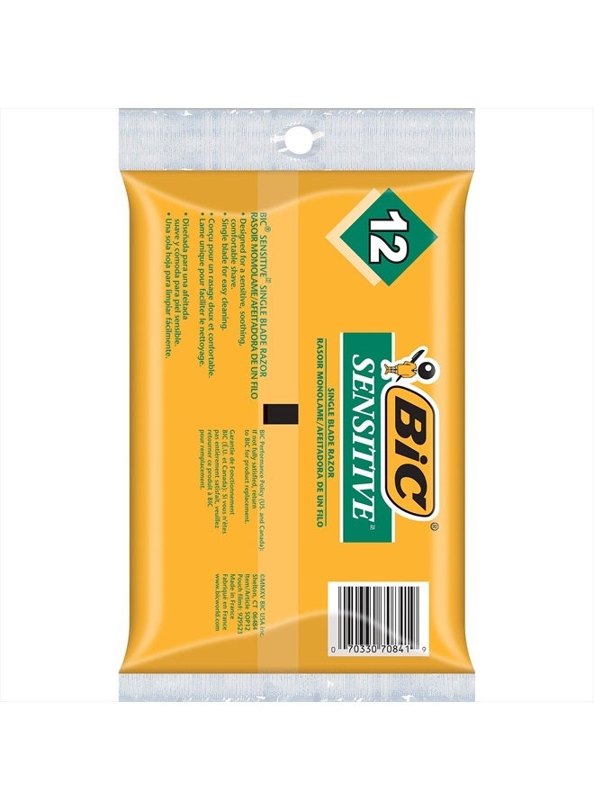 Sensitive Men's Single Blade Disposable Razor, 12 count (Pack of 12)