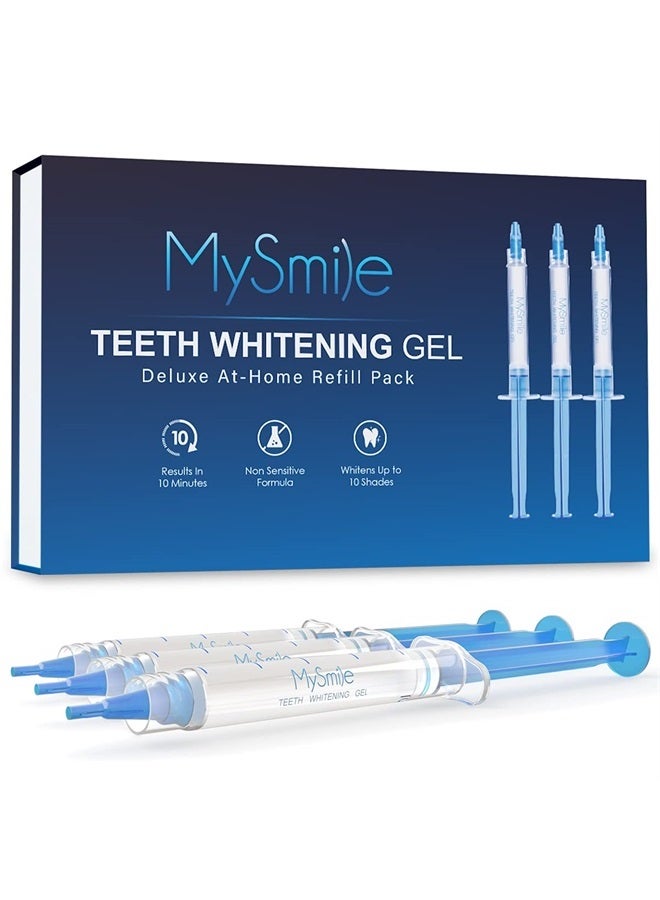 Teeth Whitening Gel Pen Refill Pack, 3 Non-Sensitive Teeth Whitening Pen, Deluxe Teeth Whitener Dental Grade Tooth Whitening Gel with Carbamide Peroxide for Home, 10 min Fast Result