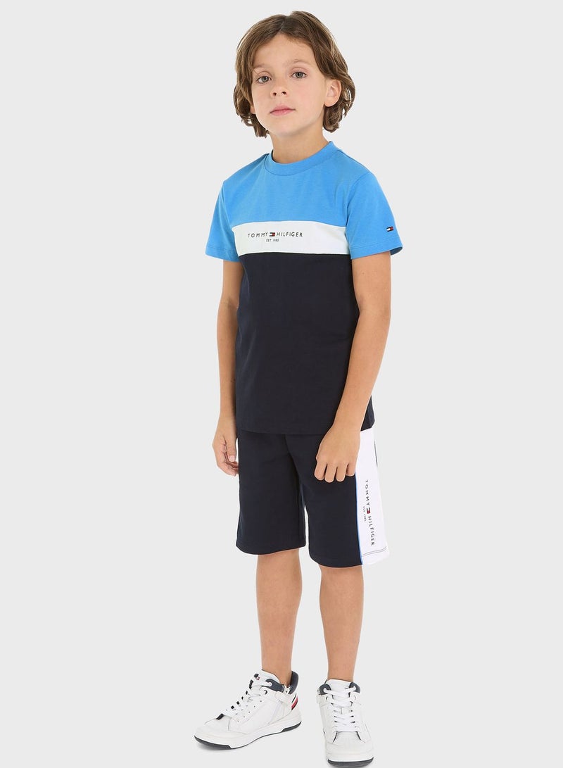 Kids Color Block T-Shirt & Shorts Set