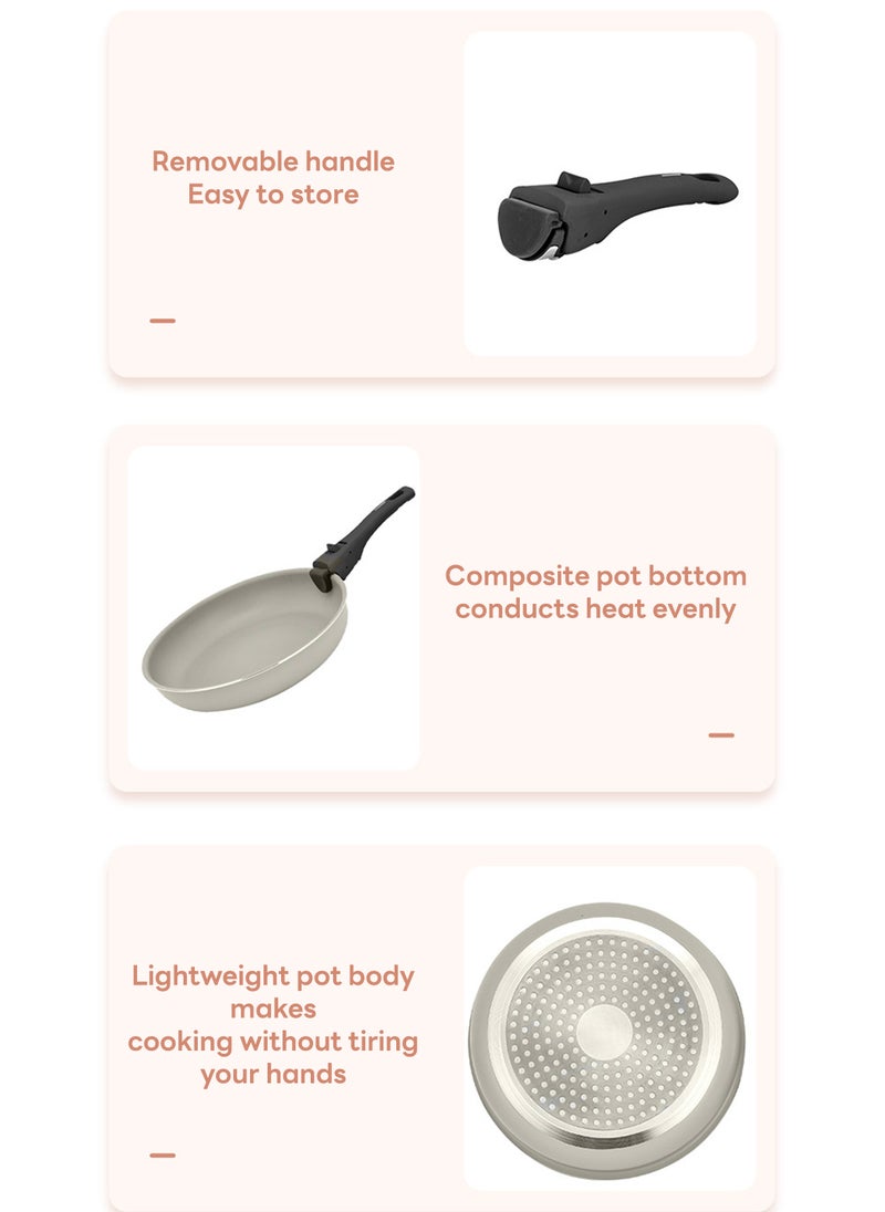 2-Piece Household Aluminum Removable Non-Stick Frying Pan Milk Pan Set (16cm+20cm)