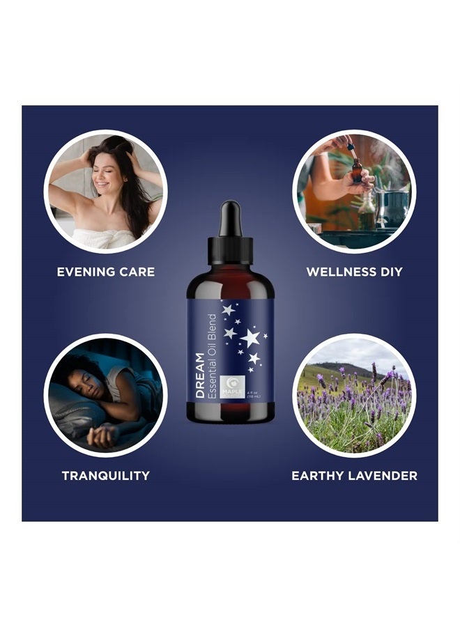 Sleep Essential Oil Blend for Diffuser - Dream Essential Oil for Diffusers Aromatherapy and Wellness with Ylang-Ylang Clary Sage Roman Chamomile and Lavender Essential Oil for Nighttime Support 4oz