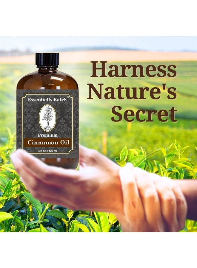 Premium Cinnamon Oil 4 Fl Oz with Huge Dropper and Sprayer - 100% Pure, Natural & Therapeutic - Cleaning, DIY Soap, Diffuser, Aromatherapy, Garden and Kitchen - Indoor and Outdoor
