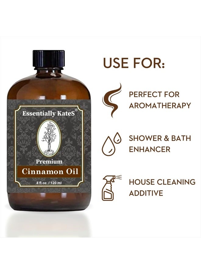 Premium Cinnamon Oil 4 Fl Oz with Huge Dropper and Sprayer - 100% Pure, Natural & Therapeutic - Cleaning, DIY Soap, Diffuser, Aromatherapy, Garden and Kitchen - Indoor and Outdoor