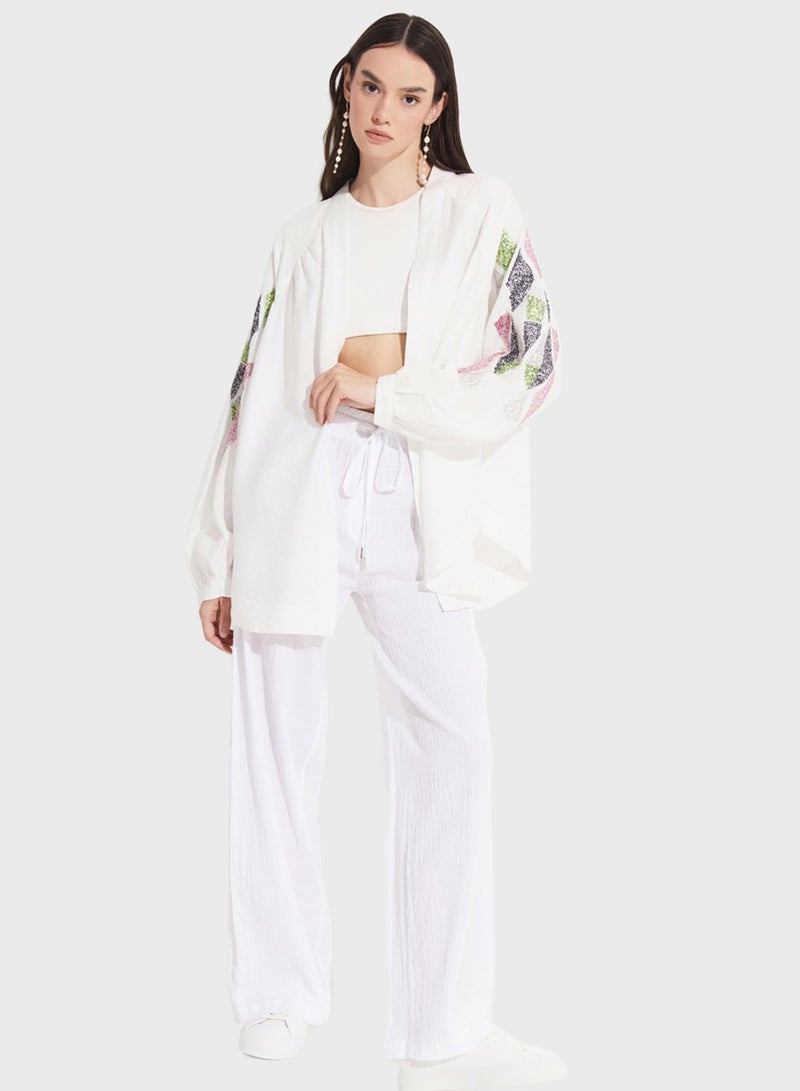 Embroidered Puff Sleeve Kimono