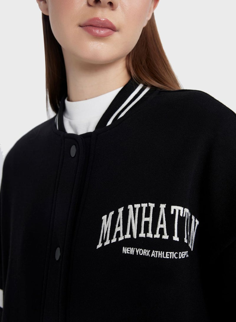 Regular Fit College Collar Bomber Cardigan