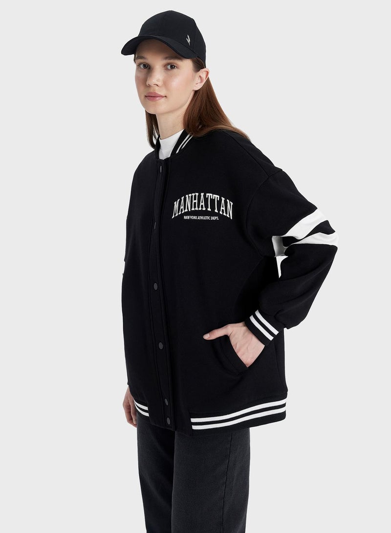 Regular Fit College Collar Bomber Cardigan