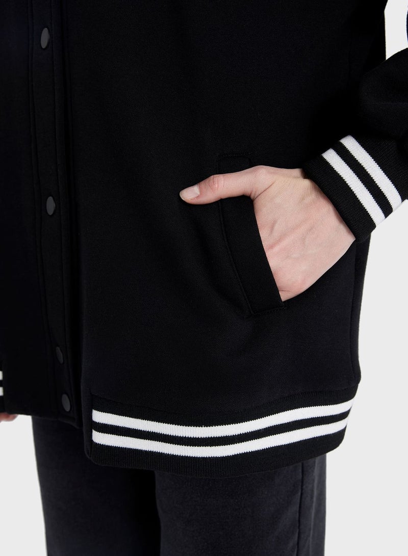 Regular Fit College Collar Bomber Cardigan