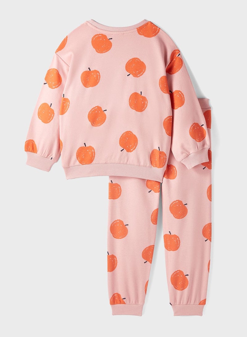 Apple Patterned Tracksuit Set