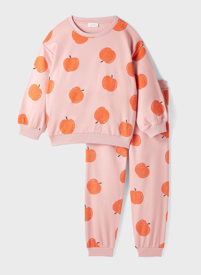 Apple Patterned Tracksuit Set