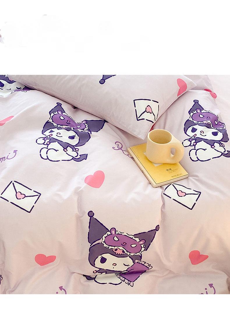 4-Piece Kuromi Cotton Comfortable Set Fitted Sheet Set Children'S Day Gift Birthday Gift