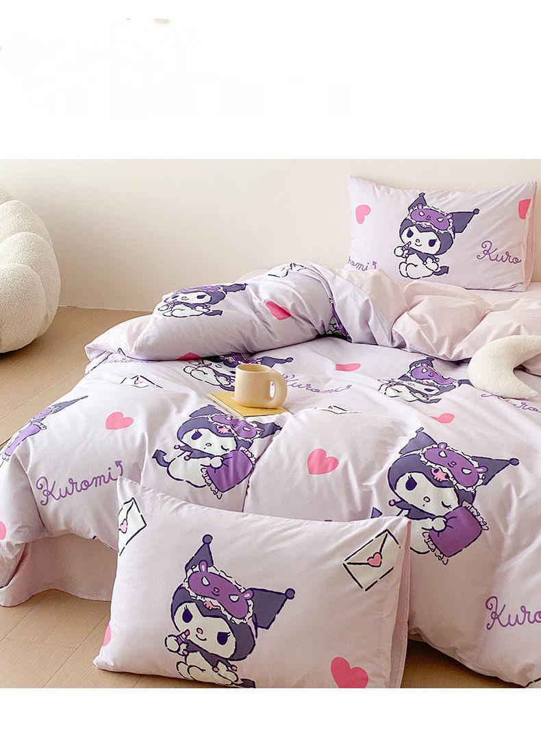 4-Piece Kuromi Cotton Comfortable Set Fitted Sheet Set Children'S Day Gift Birthday Gift