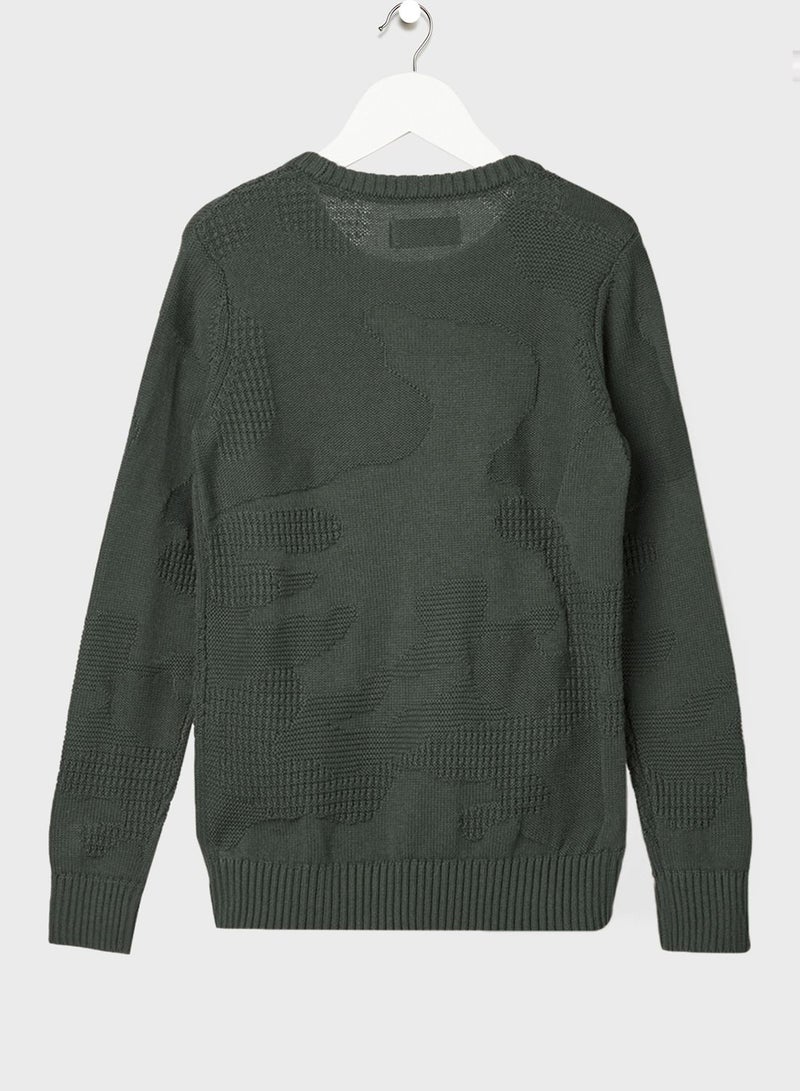 Kids Textured Sweater Olive