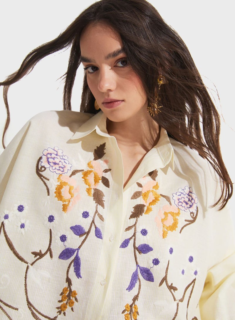 Embroided Button Down Shirt