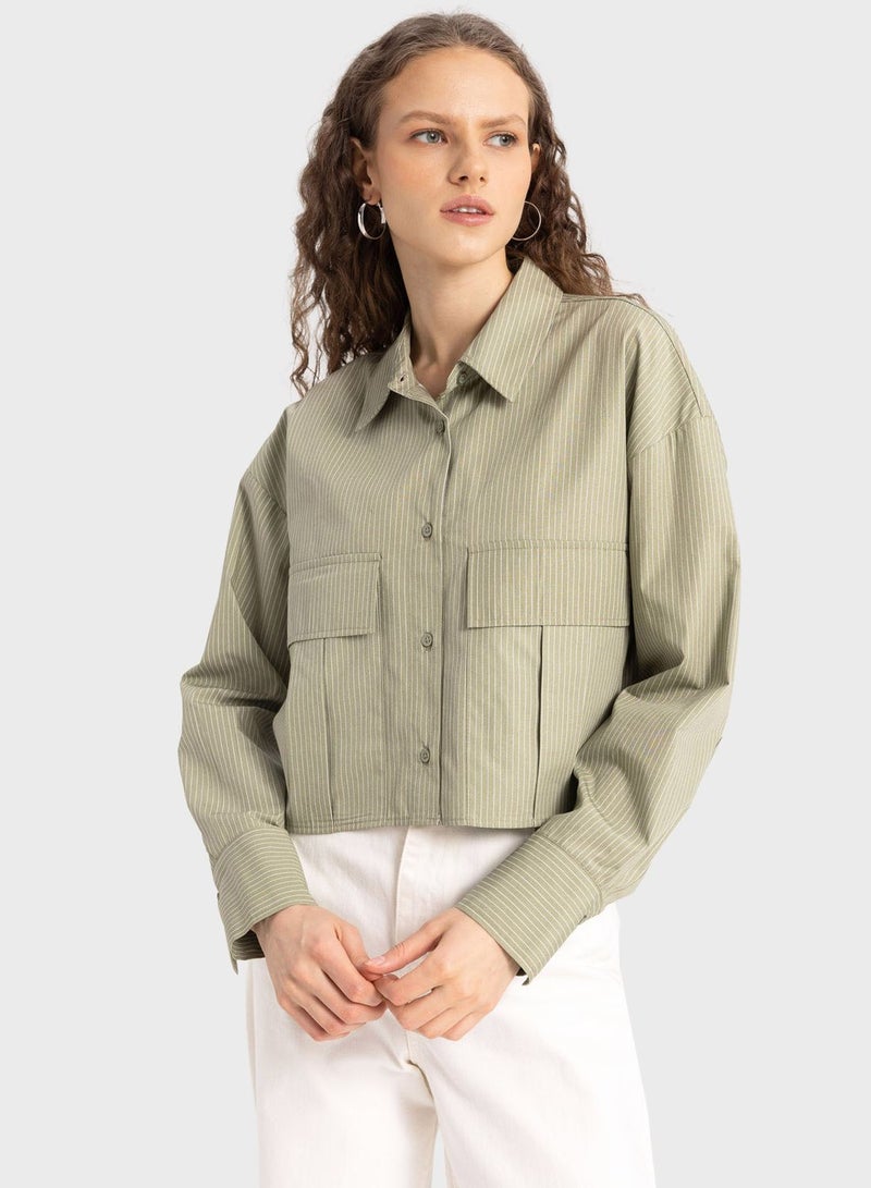 Regular Fit Basic Poplin Long Sleeve Shirt