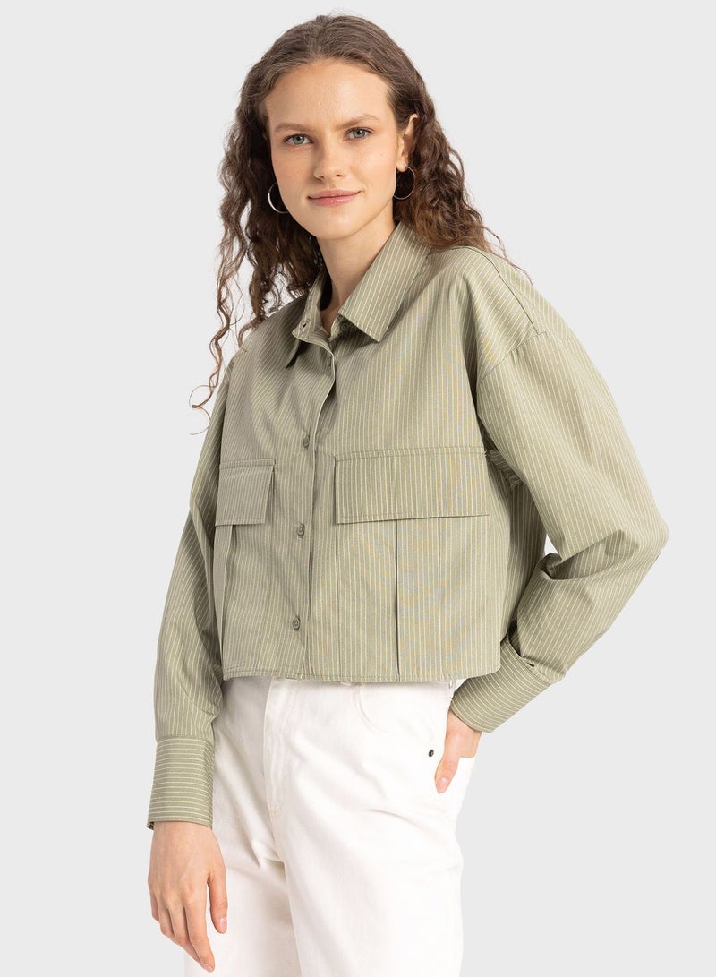 Regular Fit Basic Poplin Long Sleeve Shirt