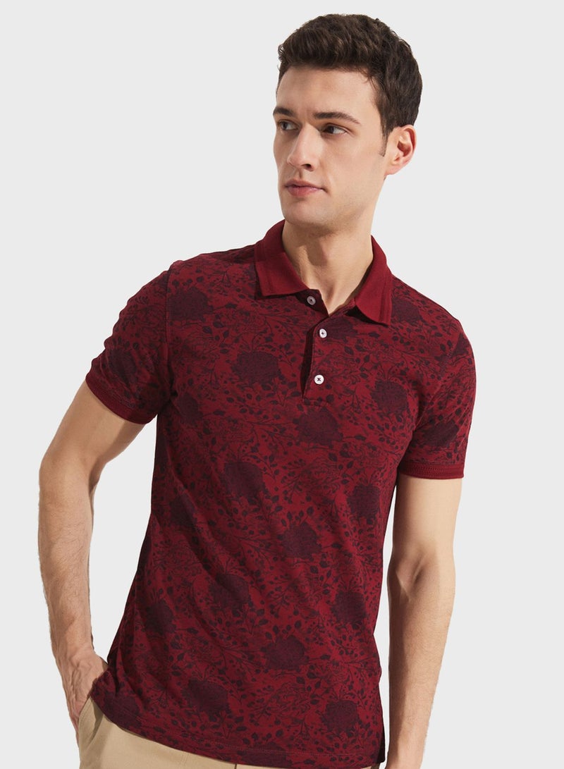 Patterned Slim Fit Polo