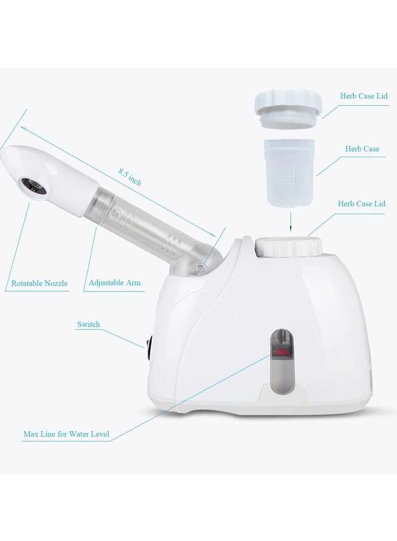 Professional Facial Steamer Facial Steamer with 360° Rotating Nozzle Sprayer Extendable Arm & Adjustable Nozzle for Sinuses Moisturizing Unclogs Pores or deep Cleaning Skin at Home or Salon, White