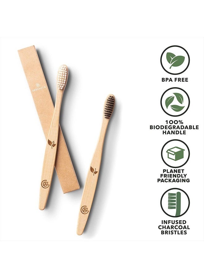 Bamboo Toothbrushes (12 Pack) | BPA Free Soft Bristles Eco-Friendly, Natural Toothbrush Set Biodegradable & Compostable Charcoal Wooden