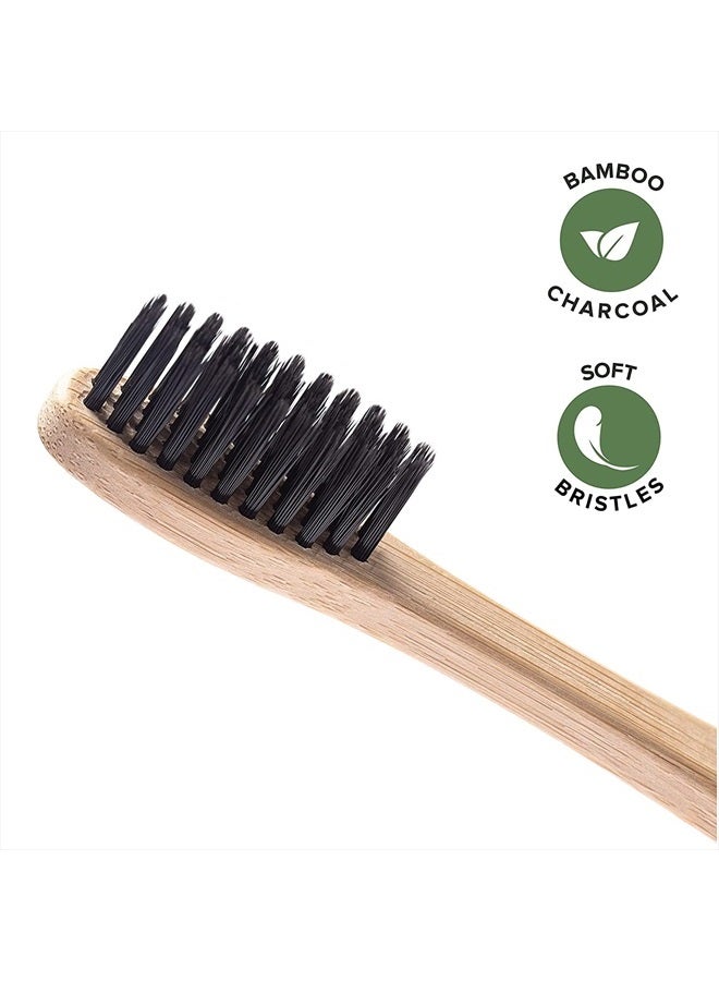 Bamboo Toothbrushes (12 Pack) | BPA Free Soft Bristles Eco-Friendly, Natural Toothbrush Set Biodegradable & Compostable Charcoal Wooden