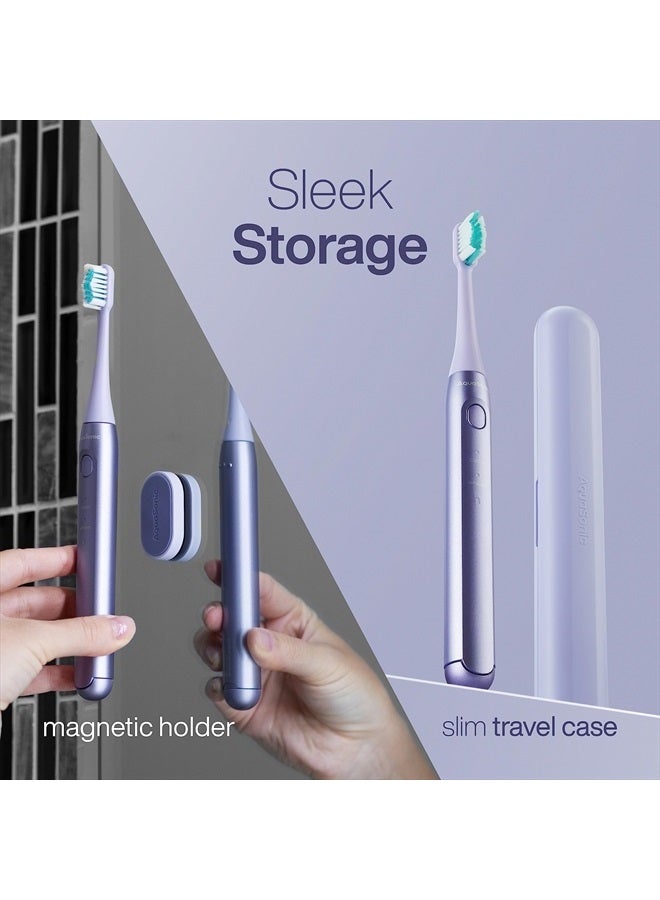 Icon ADA-Accepted Rechargeable Toothbrush | Magnetic Holder & Slim Travel Case | 2 Brushing Modes & Smart Timers | Gentle Micro-Vibrations (Lilac)
