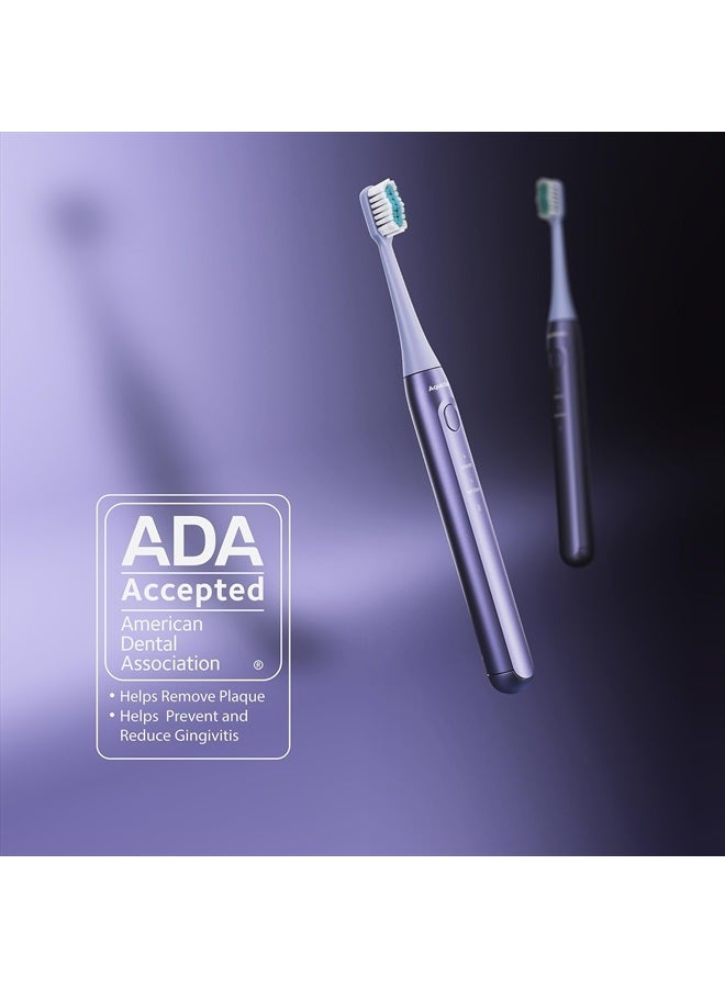 Icon ADA-Accepted Rechargeable Toothbrush | Magnetic Holder & Slim Travel Case | 2 Brushing Modes & Smart Timers | Gentle Micro-Vibrations (Lilac)