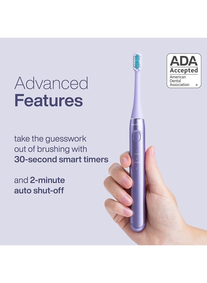 Icon ADA-Accepted Rechargeable Toothbrush | Magnetic Holder & Slim Travel Case | 2 Brushing Modes & Smart Timers | Gentle Micro-Vibrations (Lilac)
