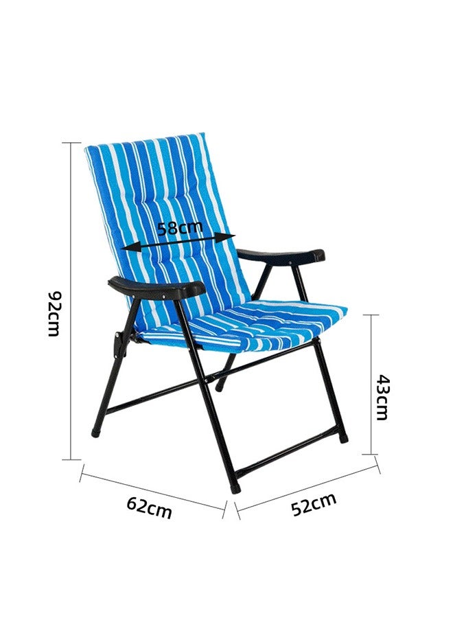 Beach Chair Foldable Camping Chair For Outdoor Camp Beach Travel Picnic Hiking(Blue Stripes)