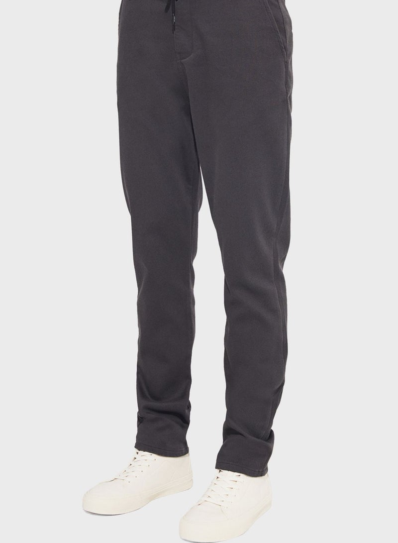 Textured Straight Fit Trousers