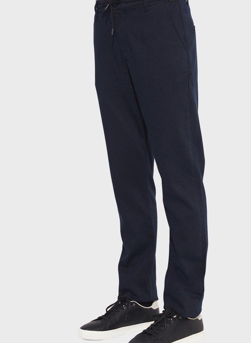 Textured Straight Fit Trousers