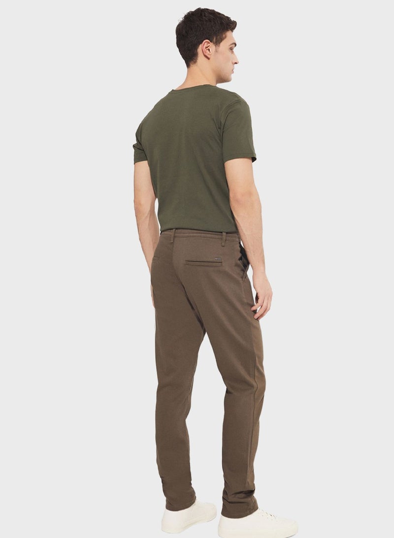 Textured Straight Fit Trousers