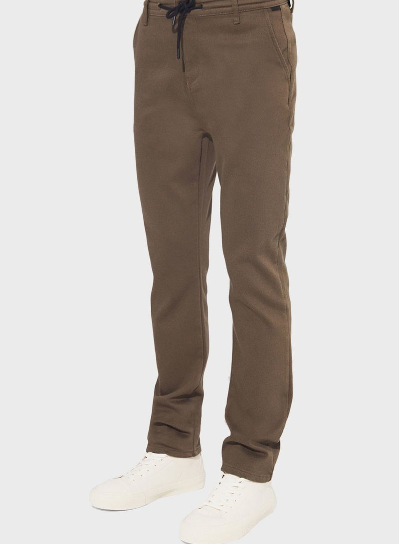 Textured Straight Fit Trousers