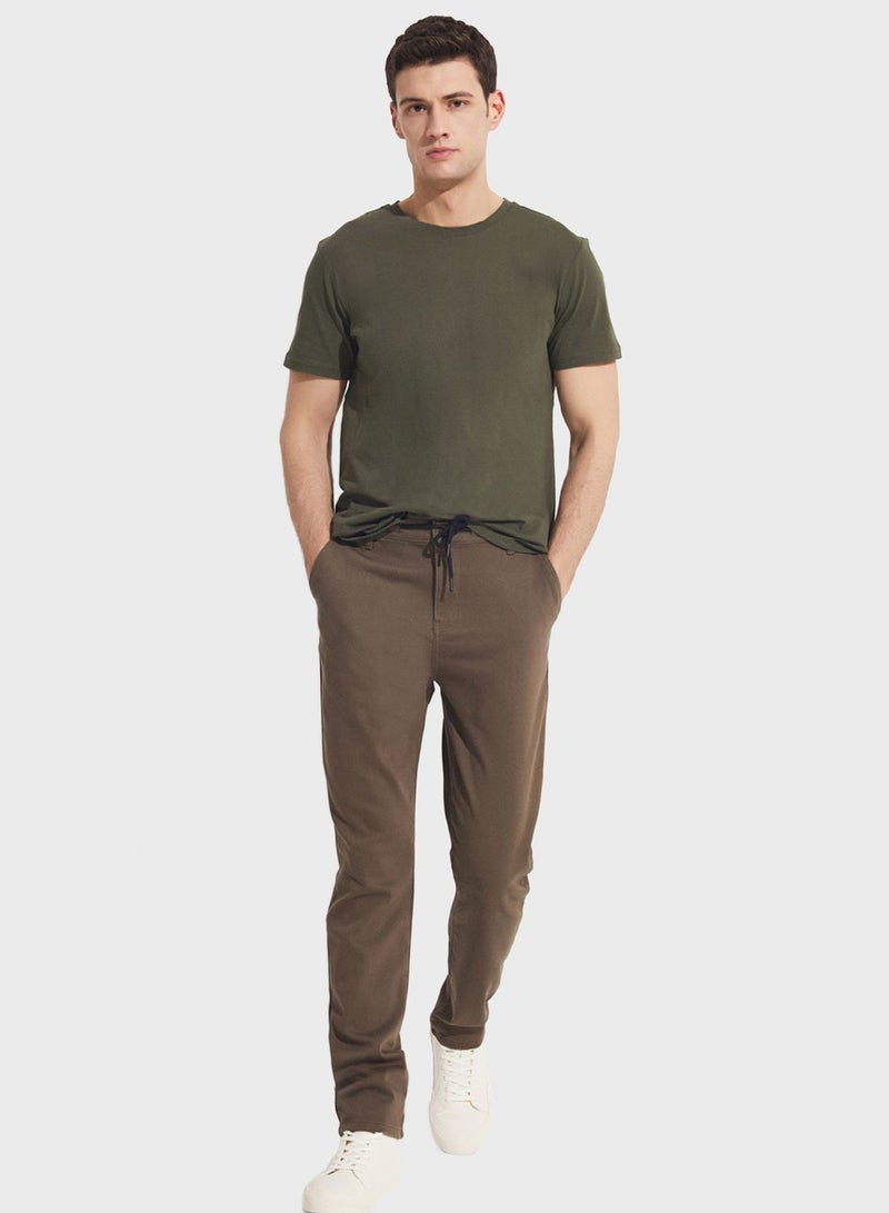 Textured Straight Fit Trousers