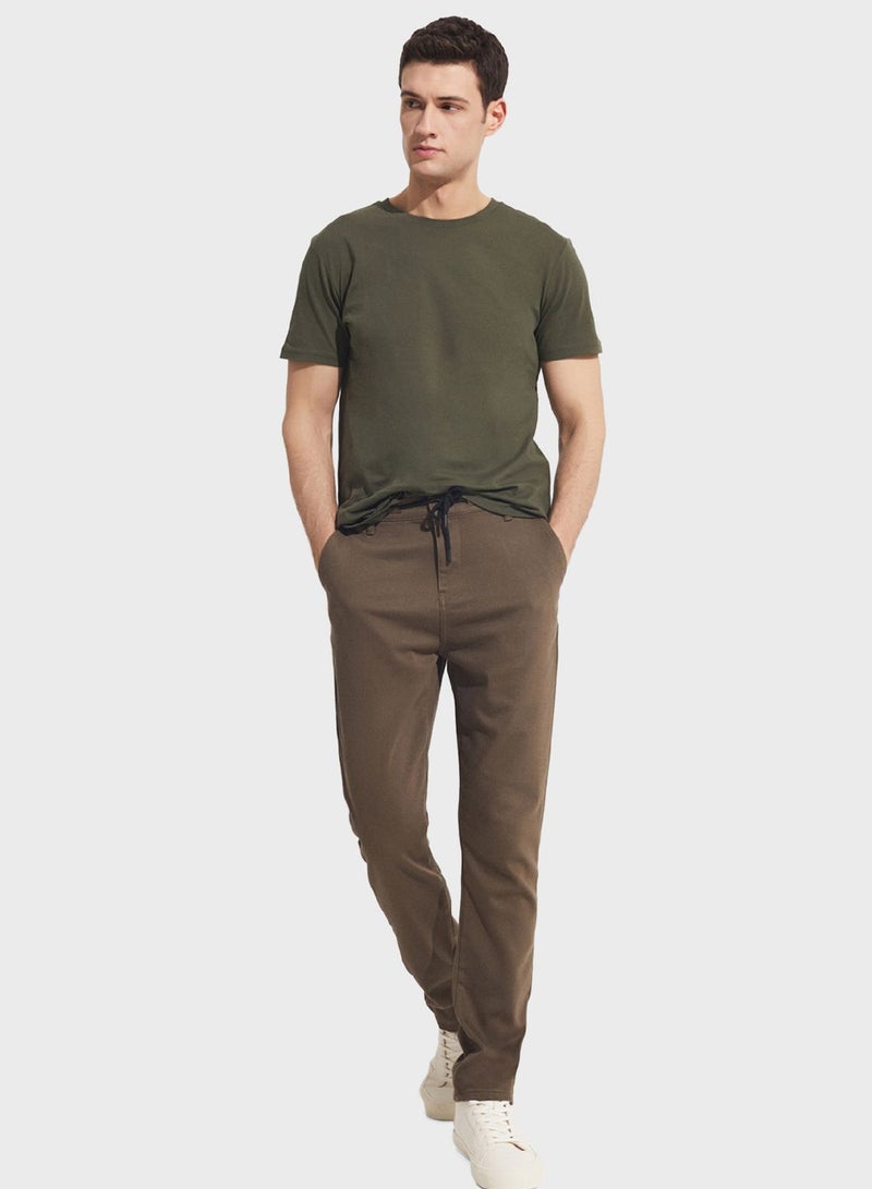 Textured Straight Fit Trousers