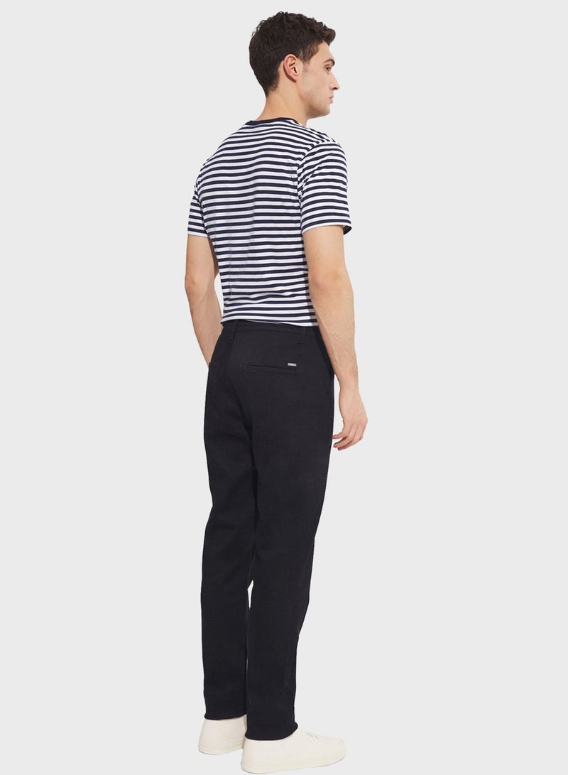 Textured Straight Fit Trousers