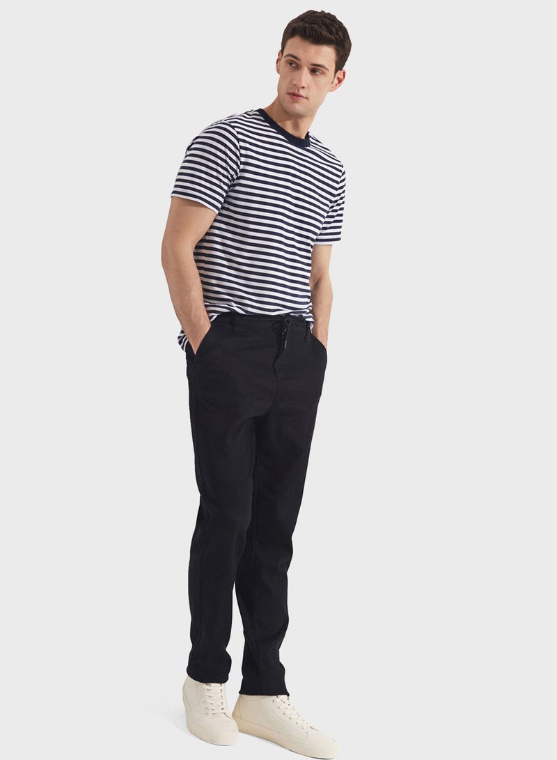 Textured Straight Fit Trousers