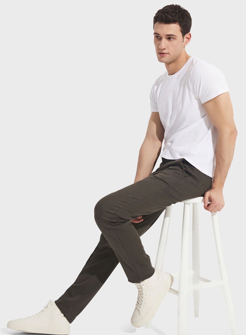 Textured Straight Fit Trousers