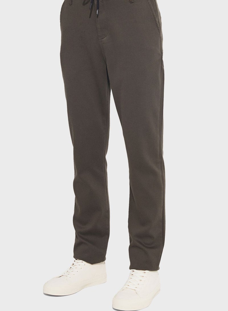 Textured Straight Fit Trousers