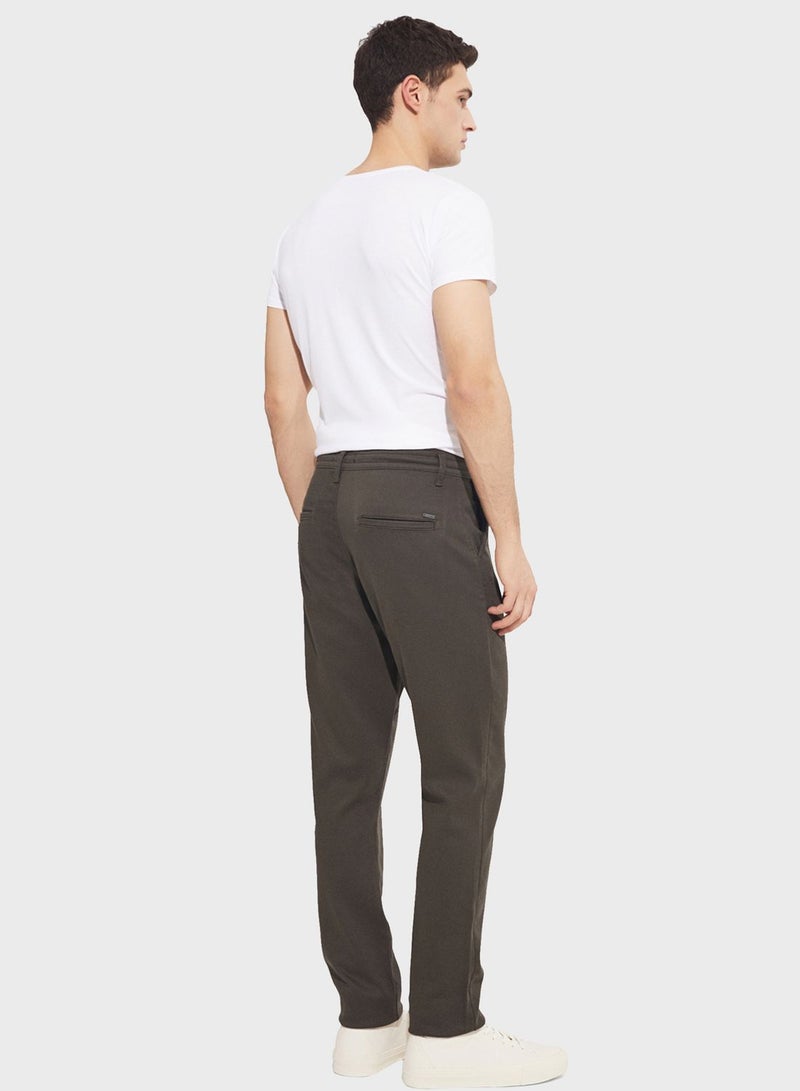 Textured Straight Fit Trousers